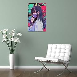 Vaporwave Anime Japanese Samurai Girl Poster Canvas