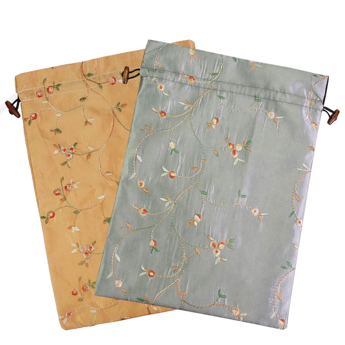 kilofly Embroidered Silk Jacquard Travel Bag, Lingerie & Shoes, Value Set of 2