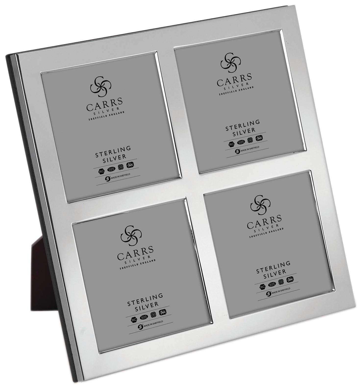 Carrs Modern Flat Plain Sterling Silver Photo Frame with Wood Back 2 1/2" x 2 1/2"