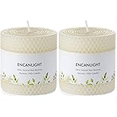 White Roll 2packs Bee swaxs Pillar Candles,Honeycamb Pillar Candle Set of 2 - Dripless and Smokeless,Approx 30 Hours Hurn for Home Decor,Party Wedding, Dinner