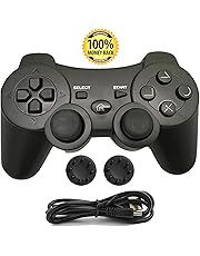 PS3 Controller, Wireless Bluetooth Gamepad Double Vibration Six-Axis Remote Joystick for Playstation 3 with Charging Cord (Blue)