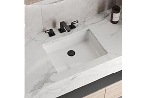 Lavie Craft Rectangular Undermount Bathroom Sink, 19.72 x 15.59 x 6.54 White Ceramic Modern Design Sink for Bathroom, Durable Vitreous China, Easy to Clean, Ideal for Vanity Tops