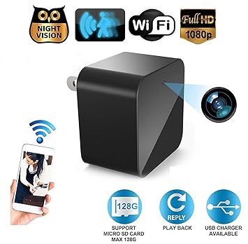 Cyperlink WiFi Camera 1080P HD Resolution USB Charger Mini Spy Hidden Camera with Night Vision and Motion Detection for Home and Security Surveillance