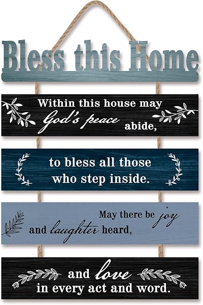 HPNIUB Bible Verse Wood Sign Bless This House 28x6CM Sunflower Wall Plaque