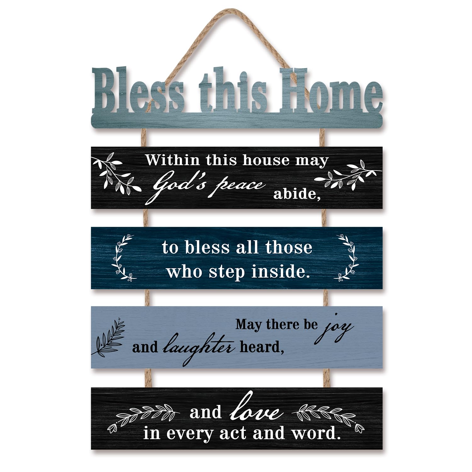 HPNIUB Bible Verse Wood Sign,Bless This House Christian Wall Art,Bible Verse Wooden Plaques,Bless This Home Decor,Inspirational Plaque Sign for Home 28x6CM — image 1