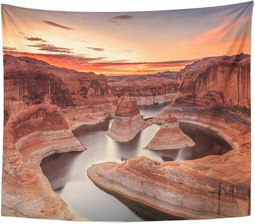 Amazon Com Emvency Tapestry Colorful Amazing Sunrise At Lake