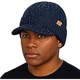 TOP-EX DryKnit™ Waterproof Merino Wool L/XL/XXL Beanie Hat with Brim Visor Cap Warm Winter Knit Hat for Men Women