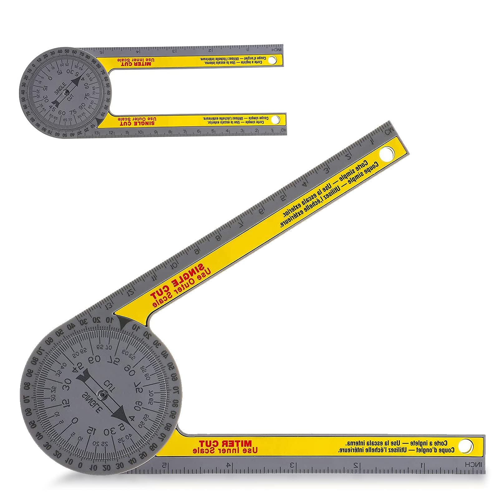 Miter Saw Protractor Replace Model Miter Saw Protractor Angle Finder Tool 360 Protractor Portable Miter Saw Protractor with Measuring Scales for Inside Outside Corner Skirting (Yellow)