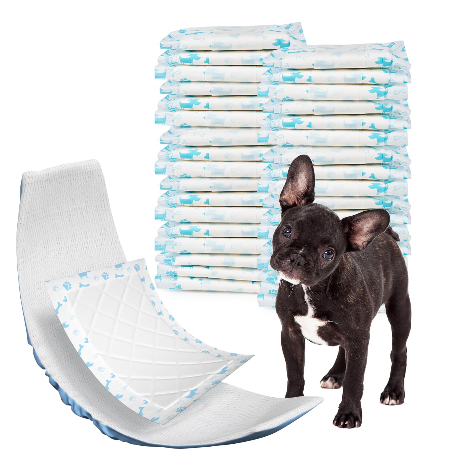 Pet Soft Dog Diaper Liners - 100 Count Disposable Dog Nappy Liners, Booster Pads for Male Female Dogs, Super Absorbent Dog Inserts Pads for Dog Nappies (Blue Bone, M-100) — image 1