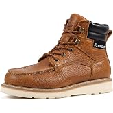SUREWAY Moc Toe Work Boots for Men, Wedge Sole, Soft Toe | Full-grain leather with Goodyearwelt, comfort insole, EH protection, oil and slip-resistant wedge sole