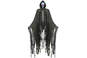 Double Couple Grim Reaper Costume with Scary Halloween Mask Womens Men Halloween Costumes Outfit Cloak with Hood Cosplay