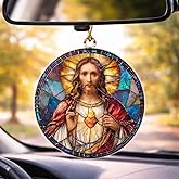 Sacred Heart of Jesus Ornament – Christian Christmas Ornament, Catholic Christmas Decor, Religious for Women & Mom, Stained Glass Catholic Christmas Ornaments