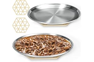 HARHANA Stainless Steel Cat Dishes for Food and Water Bowls for Small and Medium Pets Relief of Whisker Fatigue -2 Sets Shallow Style