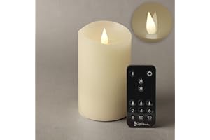 Softflame Flameless LED Candles with Remote Control, 3"x 5"Flickering 3D Moving Flame Battery Operated Candles in Real Wax Shell for Indoor Use, Home decor Ivory