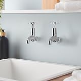Deva 095X Chrome Cross Handle Bib Taps Wall Mounted Hot & Cold Pair 12 Yr WR view 2