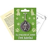 St Francis Medal for Pets - St Francis Tag for Dogs and Cats with St Francis Of Assisi Prayer Card, Lords Prayer Card | Patron Saint Of Animals St Francis Pet Charm, Holy Cards Set of 3 Items