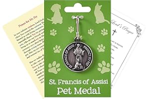 TRENDZEEN St Francis Medal for Pets - St Francis Tag for Dogs and Cats with St Francis Of Assisi Prayer Card, Lords Prayer Card | Patron Saint Of Animals St Francis Pet Charm, Holy Cards Set of 3 Items