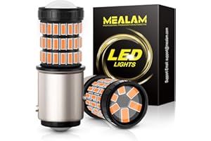 MEALAM 1157 2057 2357 7528 Bay5d LED Bulbs Amber Yellow, Super Bright 60 SMD Chips for Car Truck Backup Reverse Light Tail Break Turn Signal Light(Pack of 2)