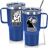 Icesip 20 oz Coffee Travel Mug with Handle, Double Wall Stainless Steel Vacuum Tumbler spill proof, insulated cup coffee mug with lid, straw and handle, Blue 1Pack