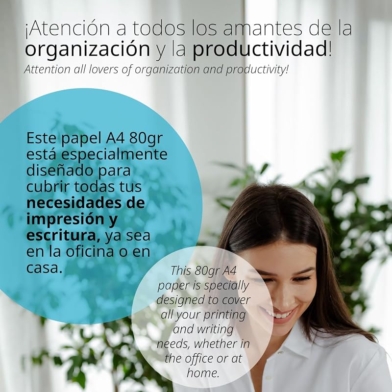 Paquete Folios A4 80gr, Paquete de 500 hojas, Papel Multifunción para Impresora Inkjet y Láser, Hojas A4 210 x 297 mm Ideales para la Oficina como para el Hogar · m-office (500 hojas)