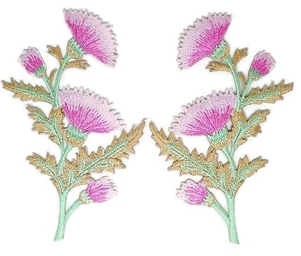 Rose Canation Paire Fleur Bouquet De Fleurs Brodée Sew Iron