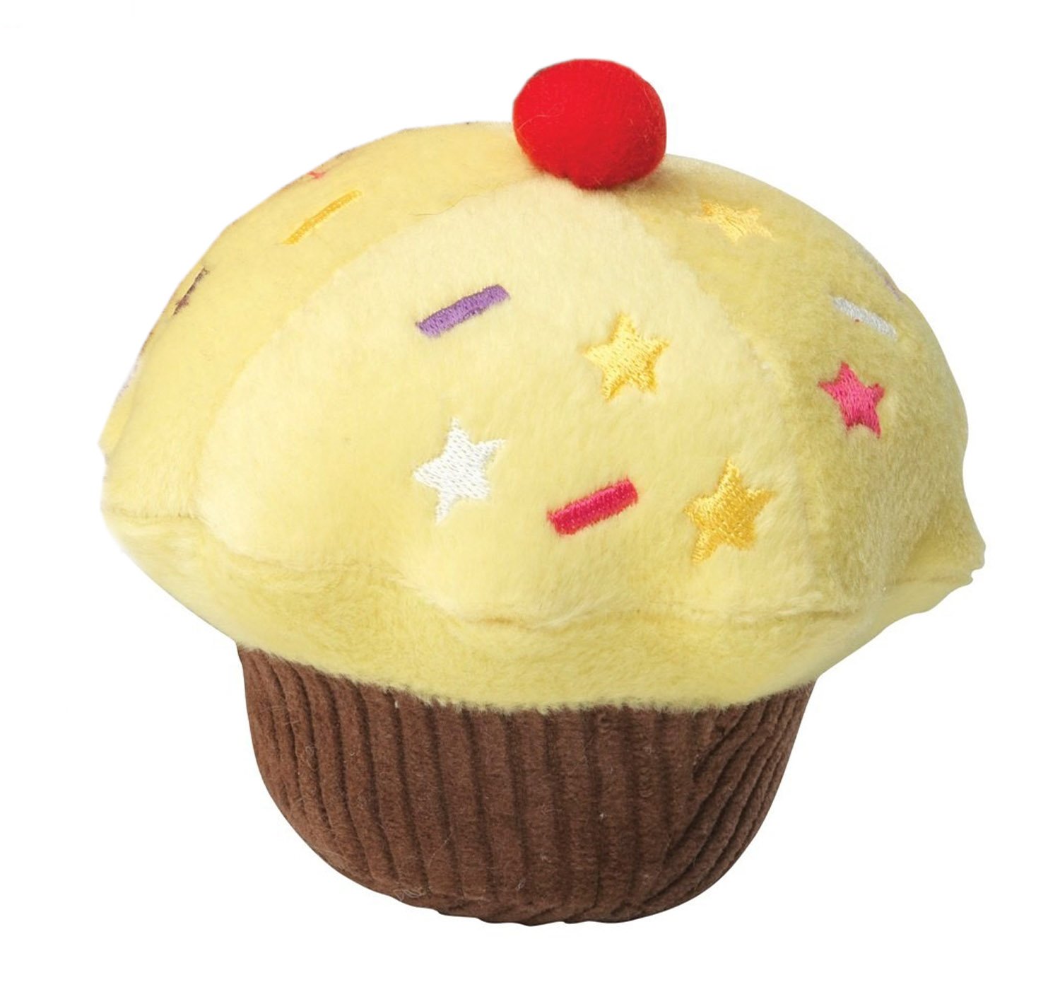 House of Paws Vanilla Scented Cupcake Squeaker Toy for Dogs - Super Soft Plush (Yellow)