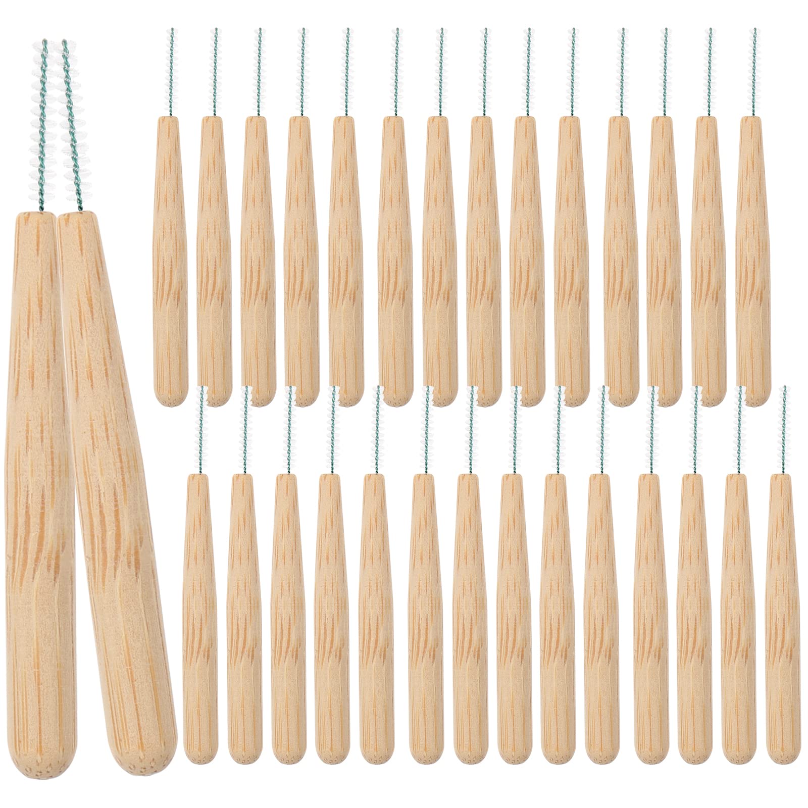 Healifty 30pcs Biodegradable Bamboo Handle Interdental Brushes Between Teeth Cleaner Toothpick