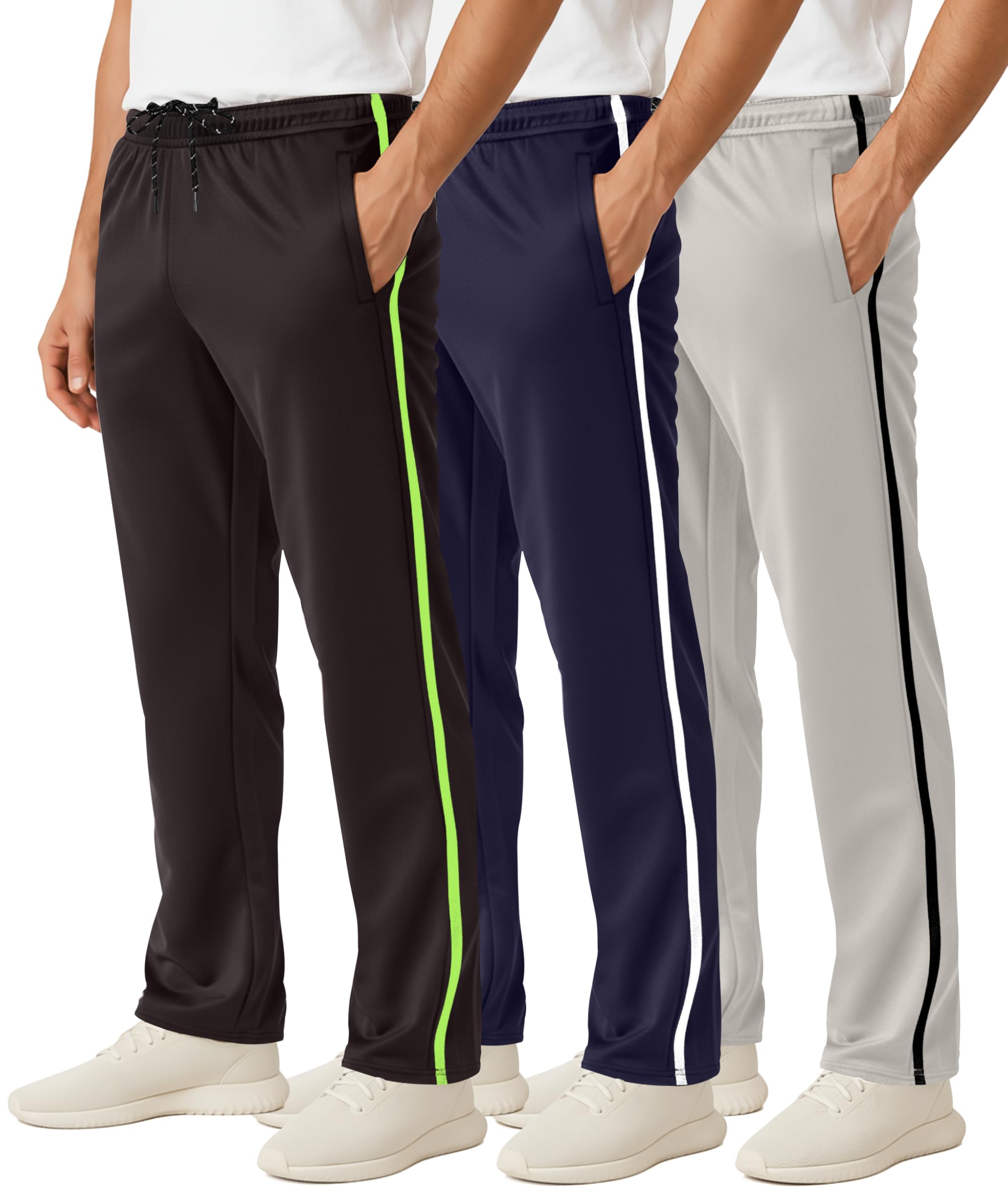 Photo 1 of Real Essentials 3 Pack: Men's Mesh Open Bottom Sweatpants Gym Active Athletic Workout Casual Pants with Pockets - Set 6 5X Tall