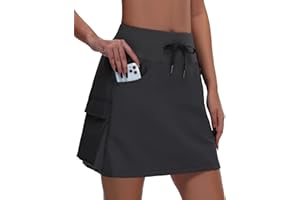 MIVEI Women's Hiking Cargo Skort Skirt - High Waisted Golf Dressy Casual Workout Sport Skirt with Liner Quick Dry UPF50