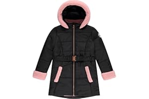 Juicy Couture Girls Coat, Faux Fur Hooded Winter Jacket, Warm Padded Parka Hoodie, Kids Heavyweight Winter Coat