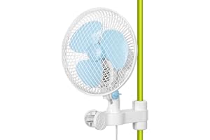 blessny Oscillating Clip on Fan for Grow Tent Pole Mount from 0.59-1”, Small Oscillation Fan for Home Growing, 8ft Long Cord, 39dB Quiet Operation, 6-in