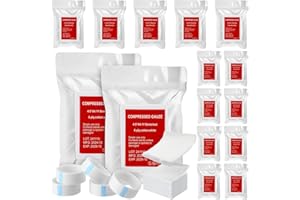 Threlaco 15 Pcs Z-Folded Compressed Sterile Gauze 4.5" x 4.1 Yards Combat Gauze Trauma Pad 6-ply 100% Cotton for Emergency Wound Dressing, First Aid Ifak Supplies Trauma Kit