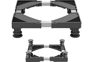 HQO LOVL Mini Fridge Stand with 4 Strong Feet 15.7"-23.6" Adjustable Dolly Washing Machine Stand Universal Stand Base for Furniture Portable Refrigerator Dryer Stand (Black)