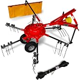 100&rdquo; Mechmaxx 3-Point Hitch 6 Rotary Pull-Type Hay Rake Tedder, 15-50Hp, HT100