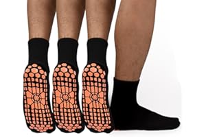 ELUTONG Men Non Slip Sticky Grips Socks 3 Pairs Tile Wood Floors Anti-Skid Workout Yoga Pilates Hospital Slipper Socks