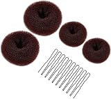 MORGLES Hair Donuts for Buns 4pcs Set with 10 Bobby Pins Brown