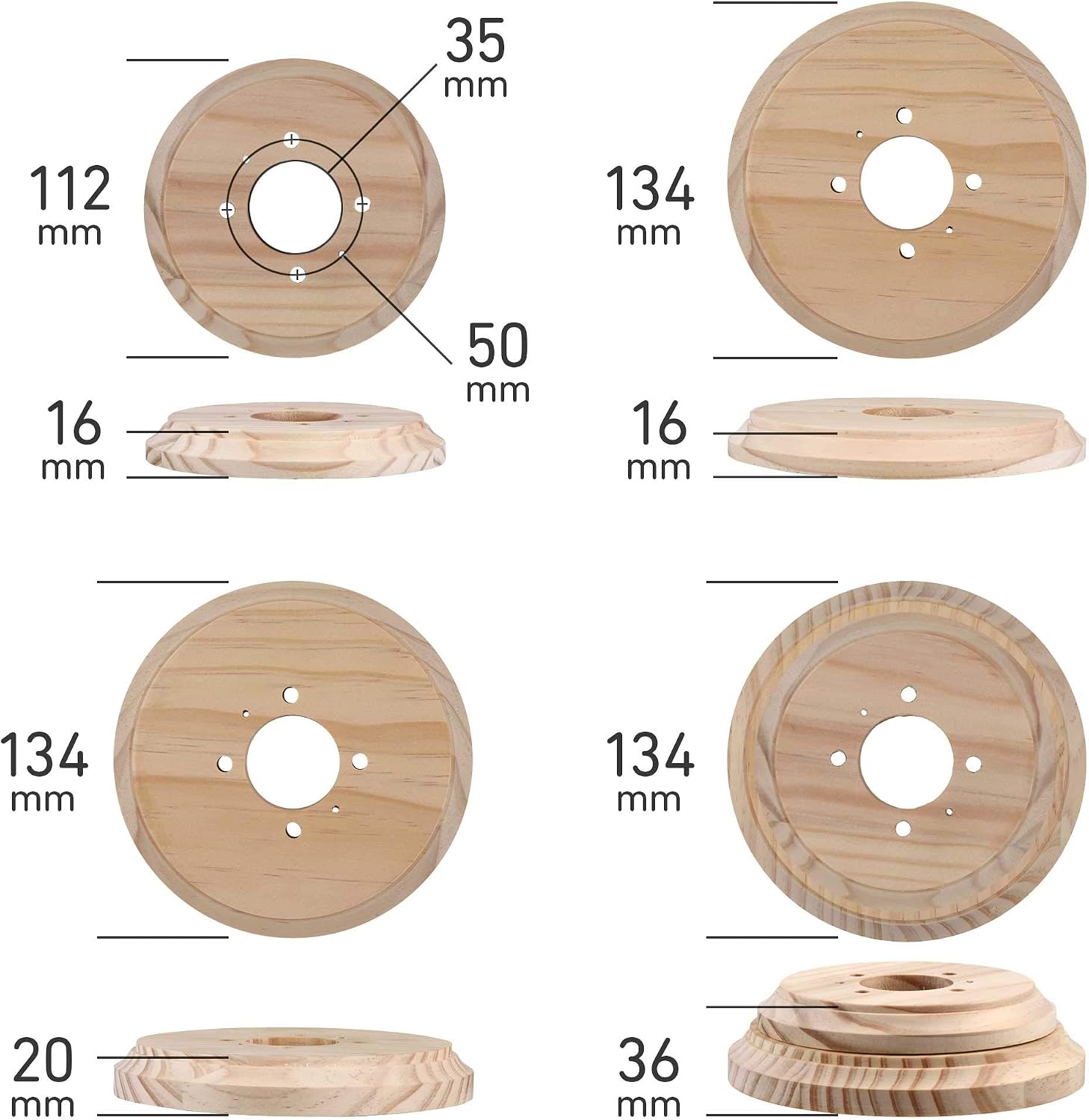 ElekTek Pine Ceiling Wall Plinth Rose Surface Pattress Natural Pine 112mm 16mm Thickness, 112 x 16mm - Image 5