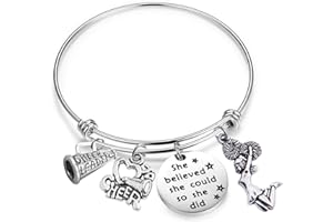 AKTAP Cheerleader Gifts Cheer Bracelets She Believed She Could Cheerleader Bracelets for Girls