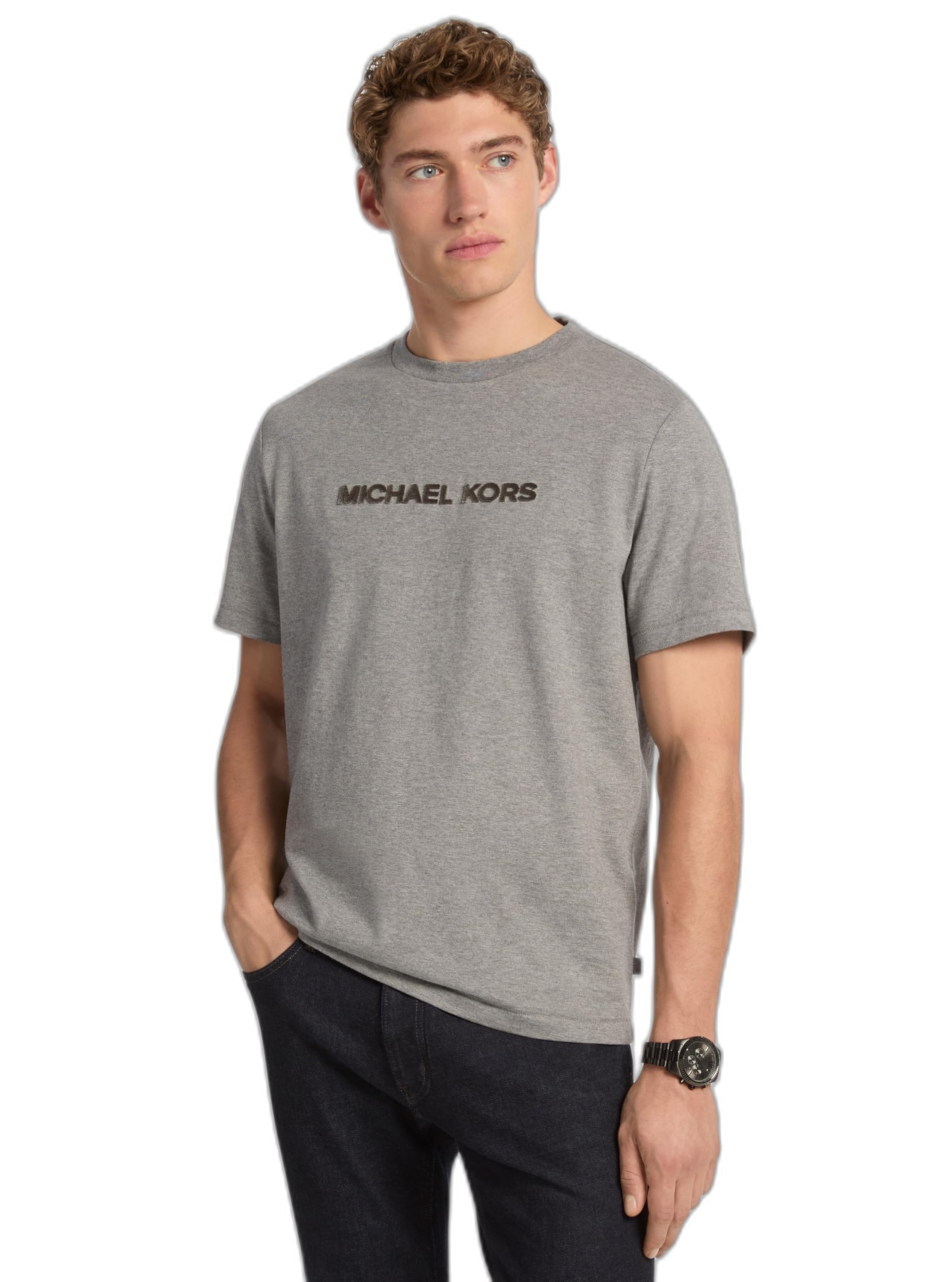 Michael Kors Men’s Tufted Logo T-Shirt, Ash Melange, M