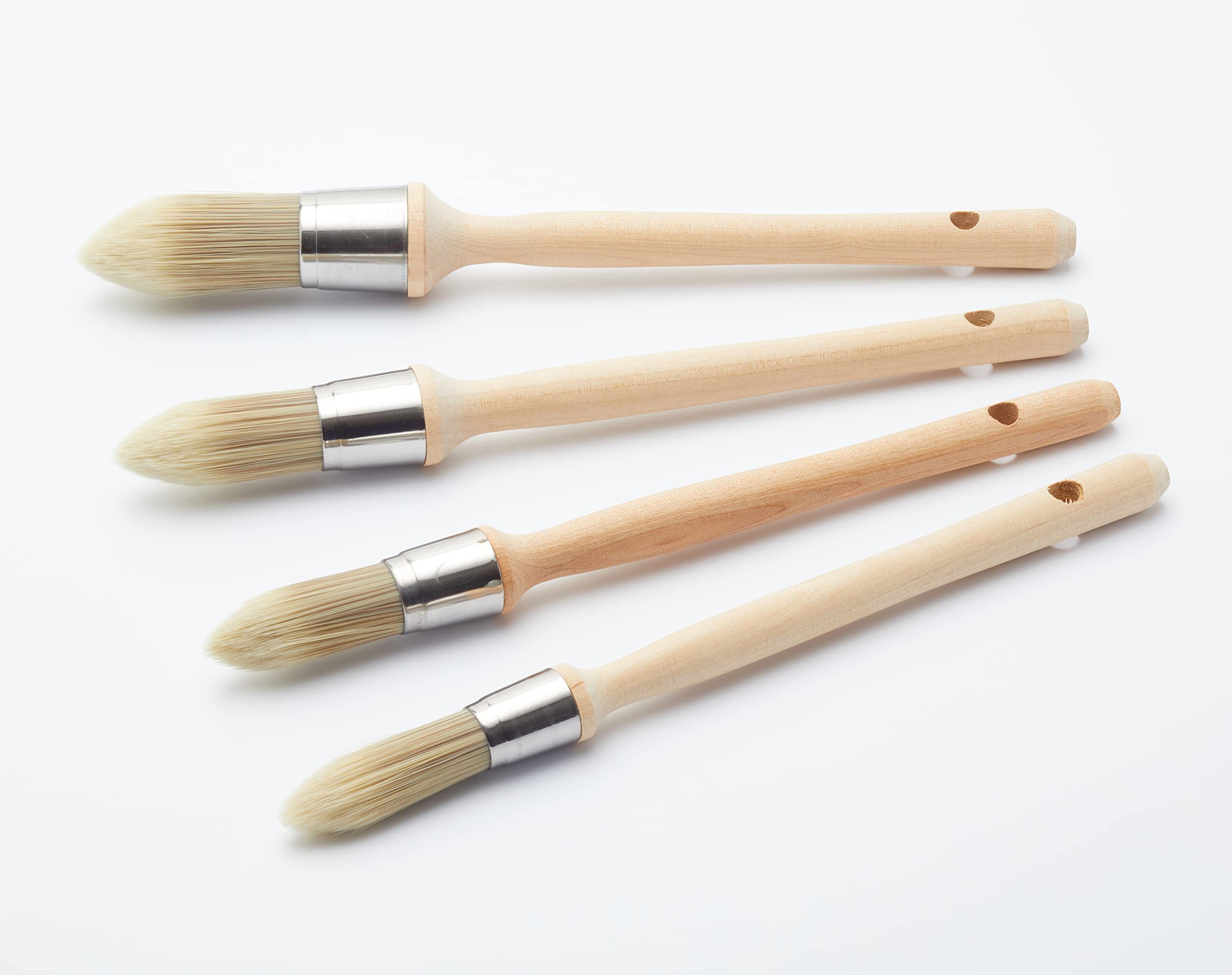ProDec 4 piece Trade Professional Pointed Synthetic Sash Brush Set Ideal for Precise Painting of Sash Windows, Architraves and Other Curved, Moulded or Profiled Surfaces with Gloss and Satin Paints