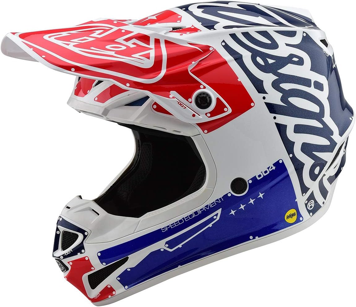 Troy Lee DesignsSE4 Polyacrylite Factory Adult Off-Road Motorcyle Helmet - White/Blue / Medium