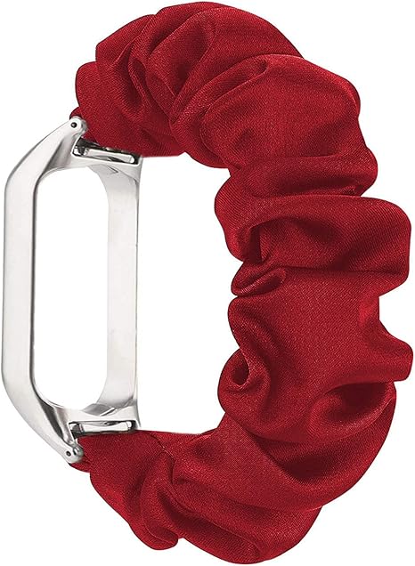 Miimall Correa Scrunchies Compatible con Xiaomi Mi Band 5, Suave Tela Estampada Elástica Pulsera de Repuesto con Marco Metal para Xiaomi Mi Band 5