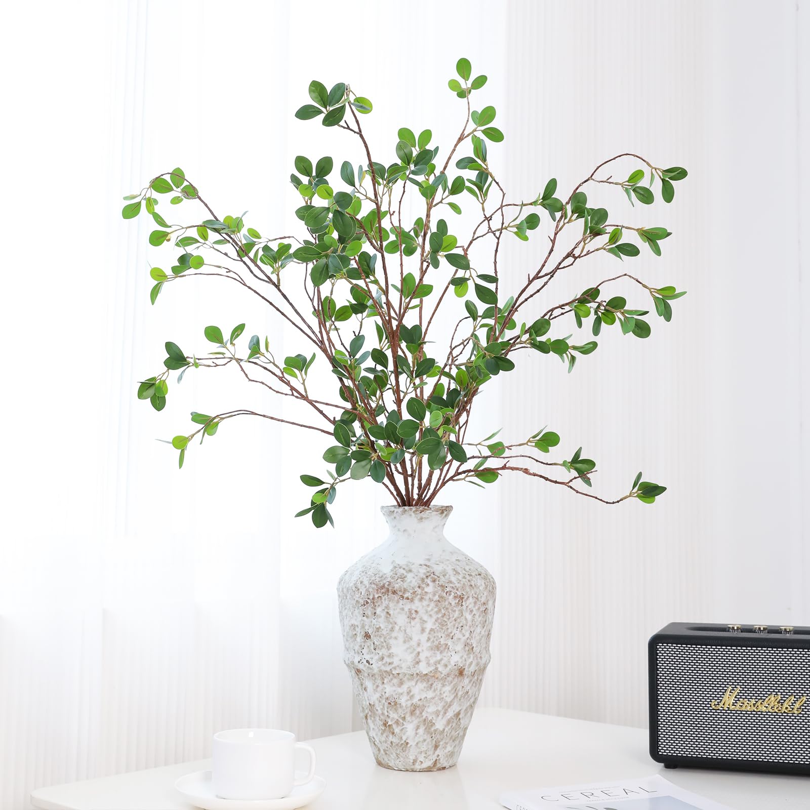 Photo 1 of ucky Artificial Realistic Eucalyptus Stems?Decoration Greenery Stems ?43 Inch 4 Pcs, Realistic Touch Flexible Branches, Green Fake Plant, for Home Decor Tables Vases Garden Decoration
