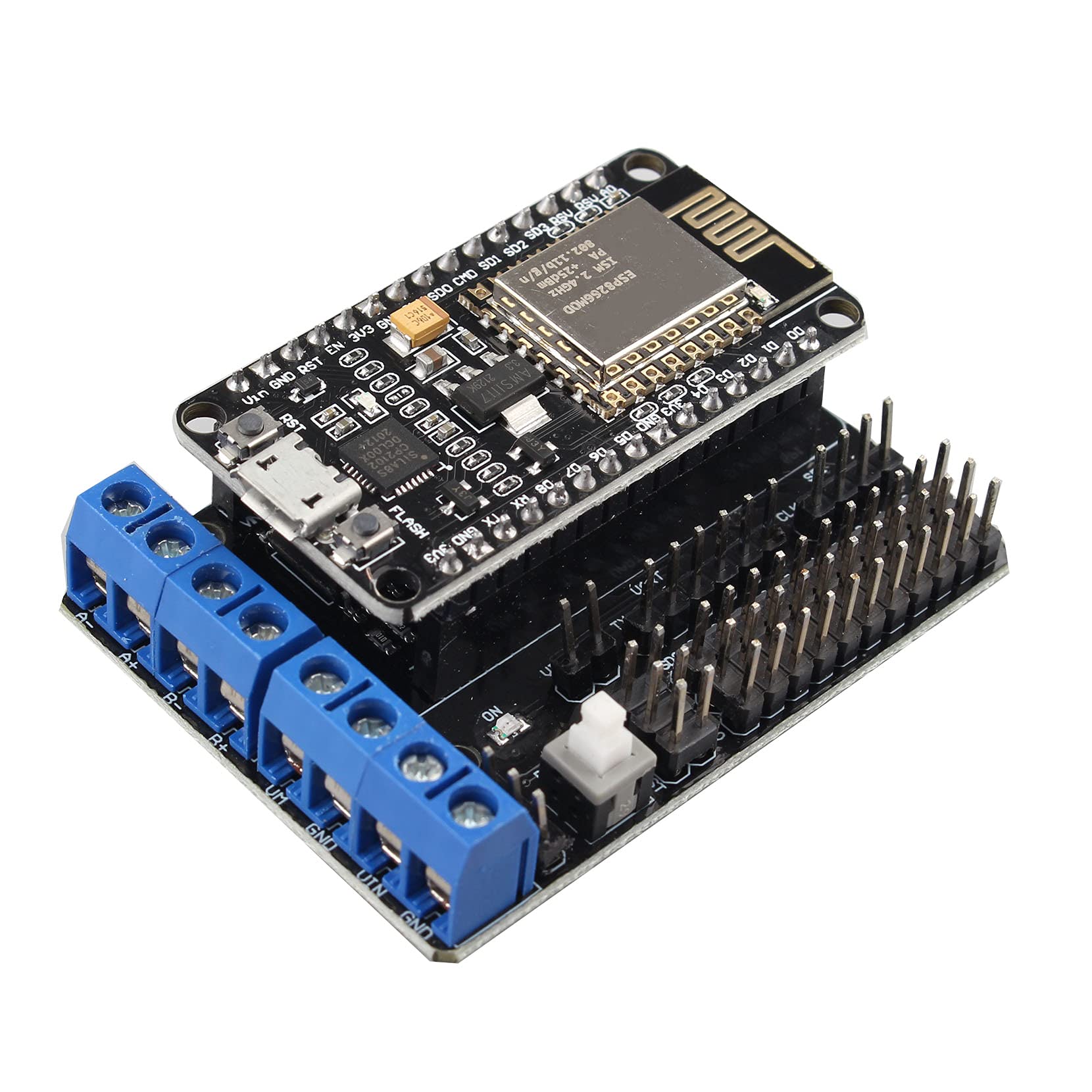 Jopto Development Kit for ESP8266 ESP-12E 2102 Development Board + L293D WiFi Motor Drive Expansion Board Shield Module Compatible with NodeMCU ESP-12E ESP8266