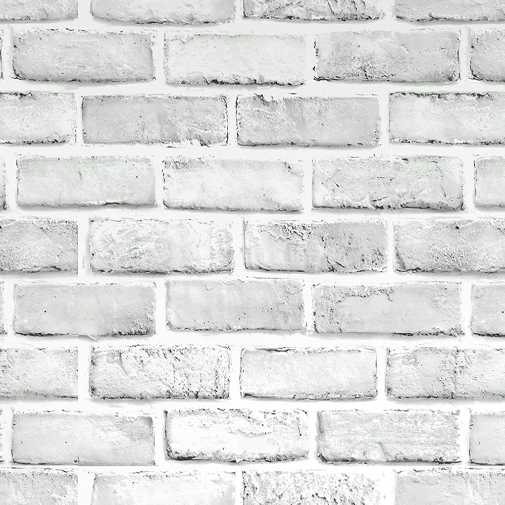 Ohmywor Brick Wallpaper Self Adhesive White 600cm Peel and Stick 44.5x600CM