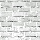 Ohmywor Brick Wallpaper Self Adhesive White 600cm Peel and Stick 44.5x600CM
