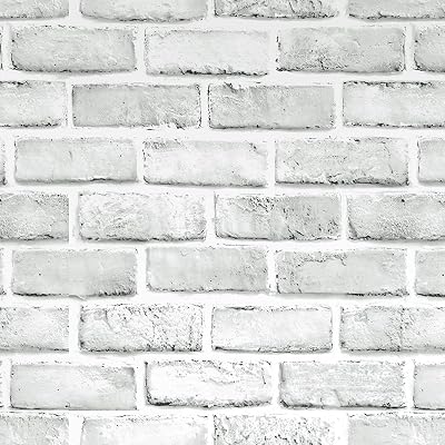 Ohmywor Brick Wallpaper Self Adhesive White 600cm Peel and Stick 44.5x600CM