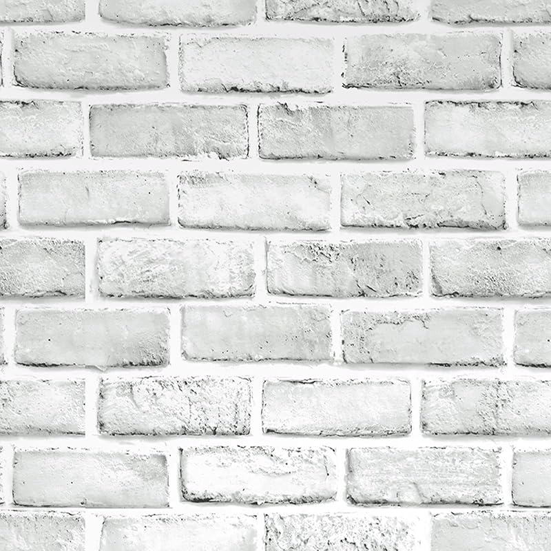Ohmywor Brick Wallpaper Self Adhesive White 600cm Peel and Stick 44.5x600CM