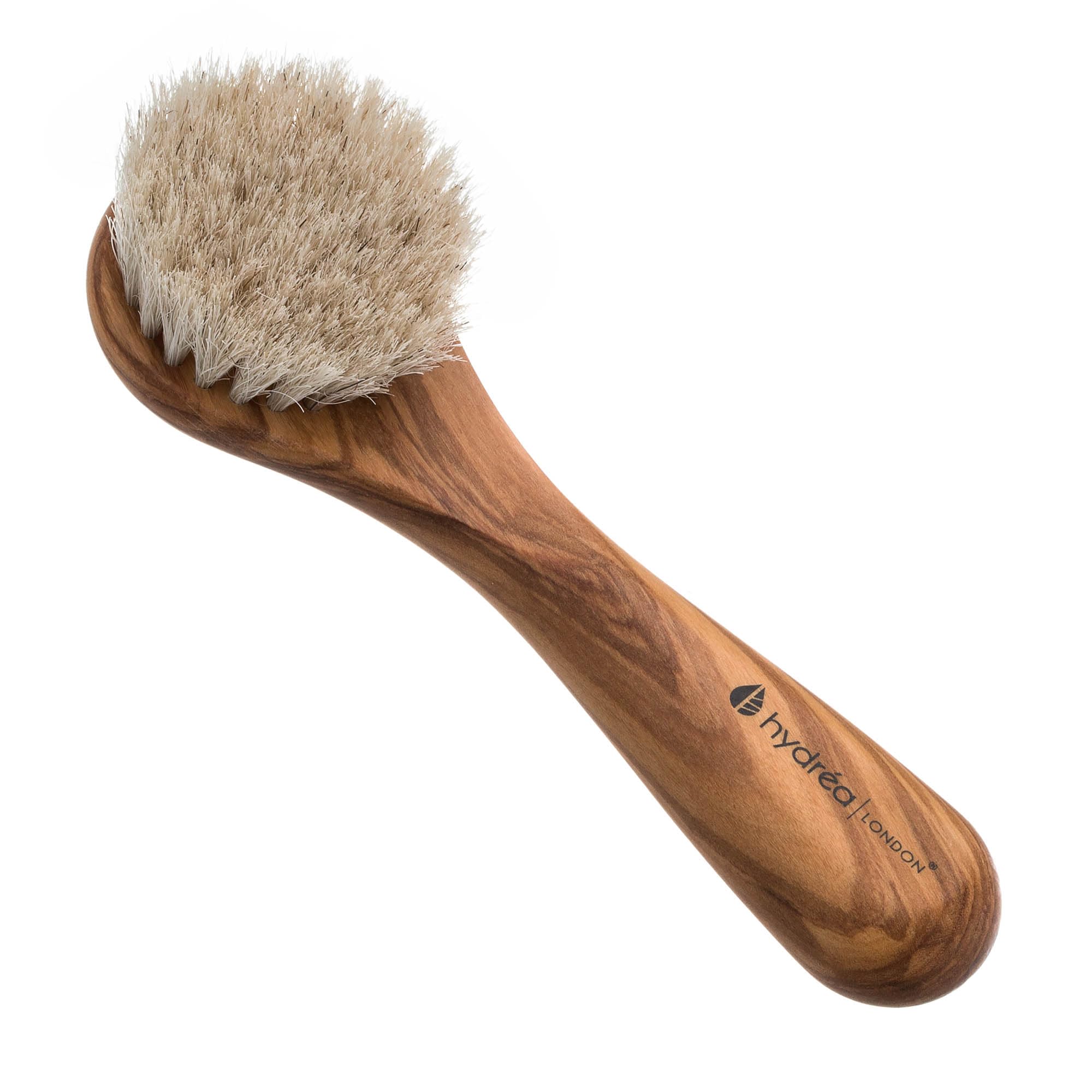 Hydréa London Premium Olive Wood Facial Brush with Pure Mane Bristle - Gentle Exfoliation, Detox, Massage, Facial Spa - Glowing Complexion