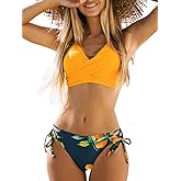 CUPSHE Women's Bikini Swimsuit Front Cross Lace Up Two Piece Bathing Suit